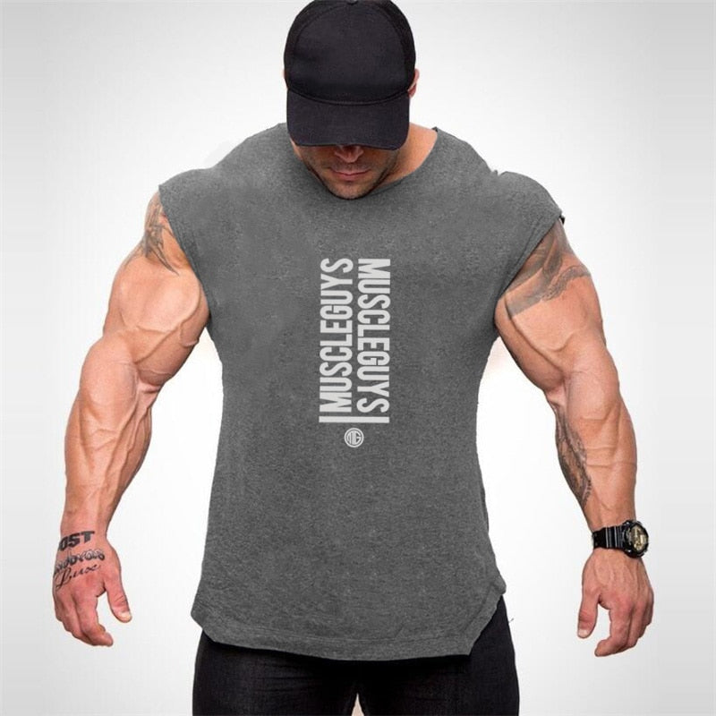 Mens Gym Singlets Sweatshirts sleeveless Vest letters print Bodybuilding Fitness male tank top Shirts Casual Muscle shirt | TageUnlimited