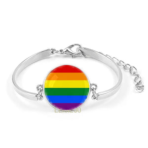 LGBT Bracelet Bisexual Pride Flag Symbol Bracelet Wrist Band Cuff Fashion Charm For Gays Bisexuals Transgender LOGO Gifts Metal
