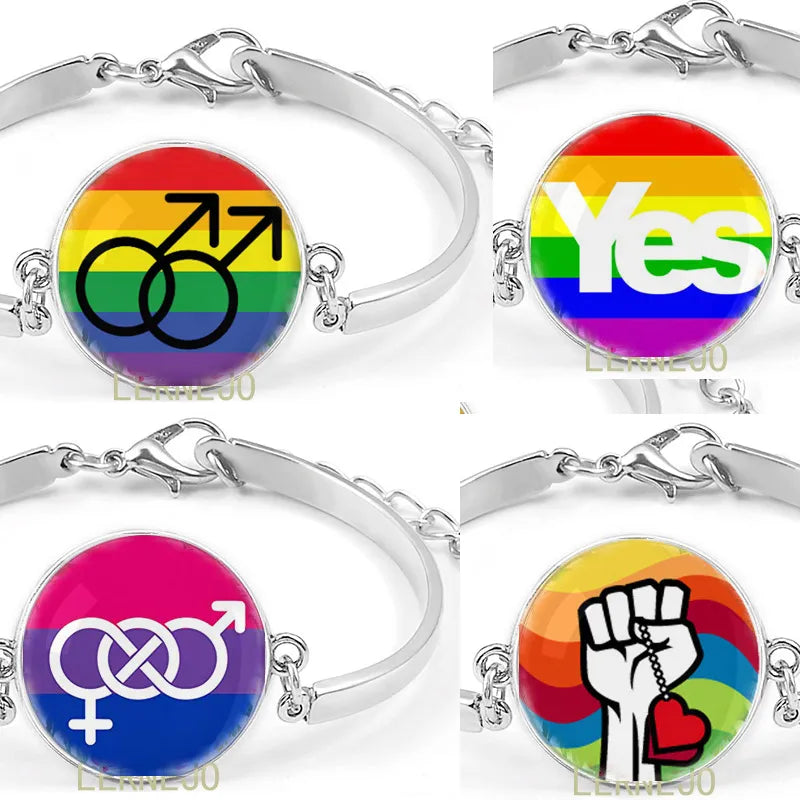 LGBT Bracelet Bisexual Pride Flag Symbol Bracelet Wrist Band Cuff Fashion Charm For Gays Bisexuals Transgender LOGO Gifts Metal | LGBTQ+ Gifts | TageUnlimited