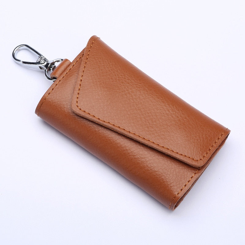 Genuine Leather Keychain Men Women Key Holder Organizer Pouch Cow Split Car Key Wallet Housekeeper Key Case Mini Card Bag | 0 | TageUnlimited