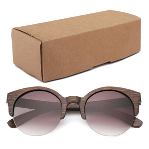 Bamboo Semi-Rimless Sunglasses Women  Fashion Sunglasses Pure Bamboo Men Polarized Shades For Women UV400 Retro Sunglasses | TageUnlimited