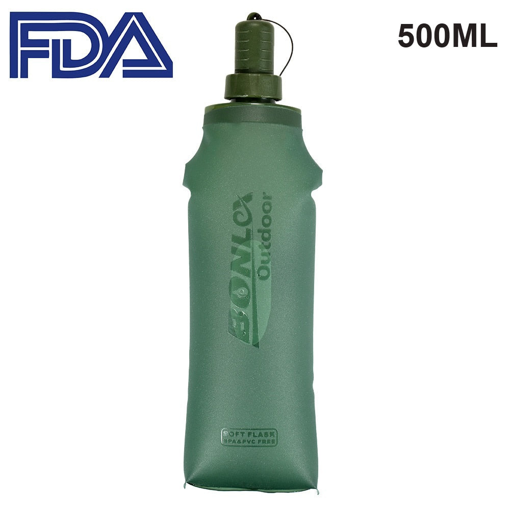 Water Bottle TPU Folding Soft Flask Sport Water Bottle Water Bag Collapsible Drink Water Bottle Water Bag Running Camping Hiking | TageUnlimited