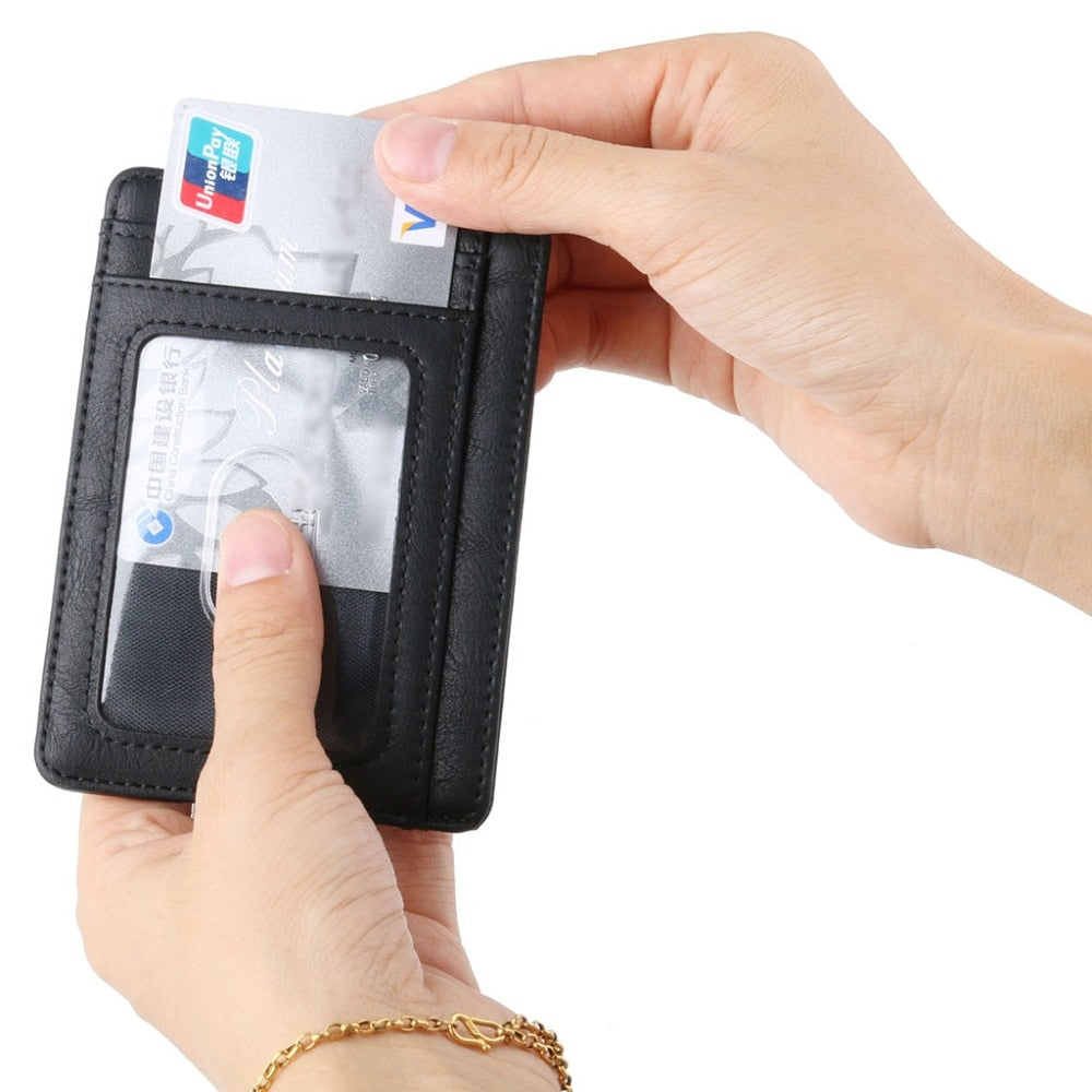 Slim RFID Blocking Leather Wallet Credit ID Card Holder Purse Money Case for Men Women Fashion Bag 11.5x8x0.5cm | TageUnlimited