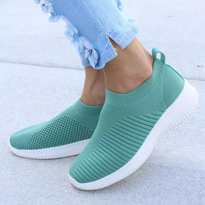 Women Shoes Knitting Sock Sneakers Women Spring Summer Slip On Flat Shoes Women Plus Size Loafers Flats Walking krasovki Famela | TageUnlimited