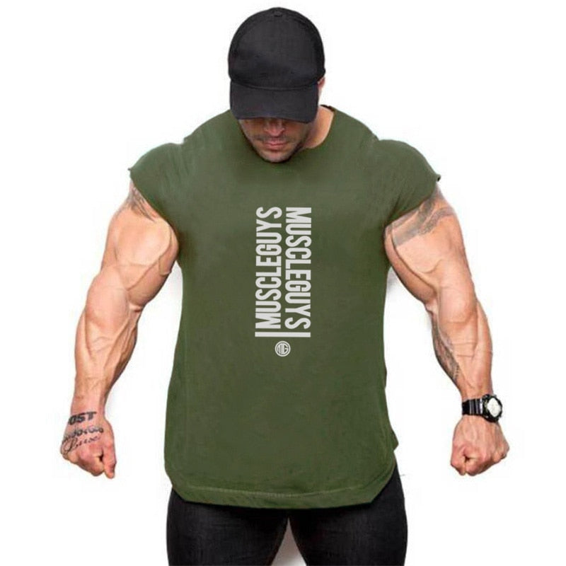 Mens Gym Singlets Sweatshirts sleeveless Vest letters print Bodybuilding Fitness male tank top Shirts Casual Muscle shirt | TageUnlimited