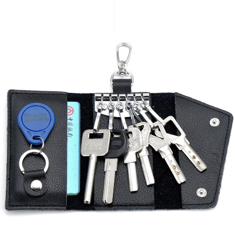 Genuine Leather Keychain Men Women Key Holder Organizer Pouch Cow Split Car Key Wallet Housekeeper Key Case Mini Card Bag | 0 | TageUnlimited