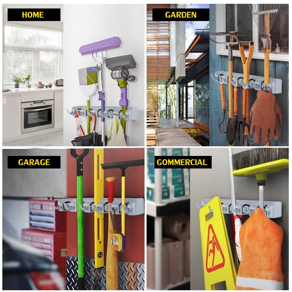 Kitchen Organizer Wall Mounted Kitchen Shelf Storage Holder for Mop Brush Broom Mops Hanger Organizer Too | TageUnlimited