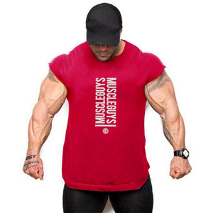 Mens Gym Singlets Sweatshirts sleeveless Vest letters print Bodybuilding Fitness male tank top Shirts Casual Muscle shirt | TageUnlimited