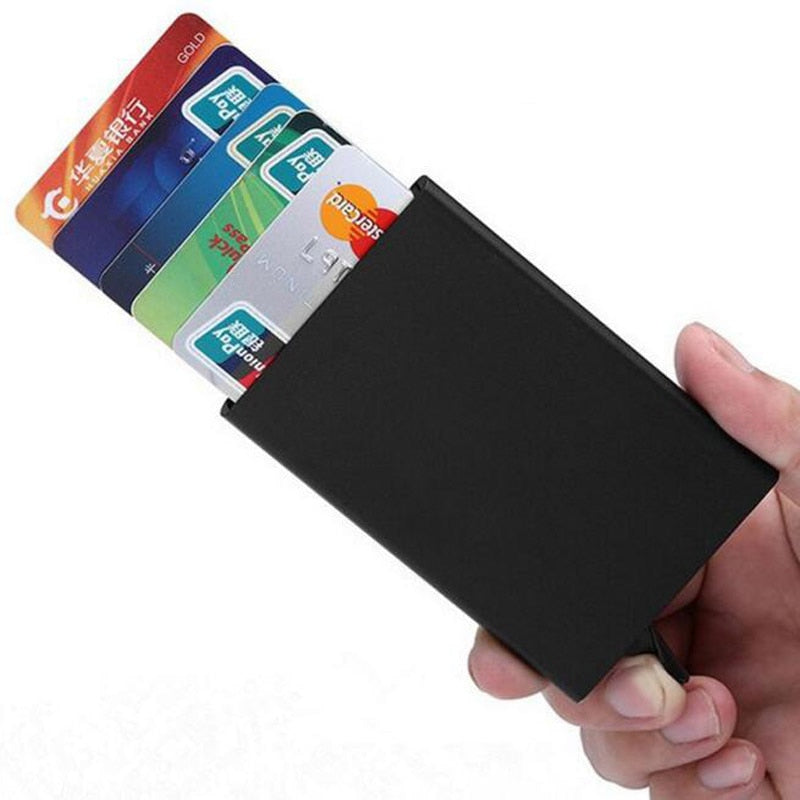 Anti-theft ID Credit Card Holder Minimalist Porte Carte Thin Aluminium Metal Wallets Pocket Case Bank Women Men Credit Card Box | TageUnlimited
