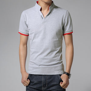 Big Size S-5XL Mens Fashion Boutique Cotton Leisure Stand Collar Long Sleeve POLO Shirts Male Pure Color V-neck POLO Shirts | TageUnlimited