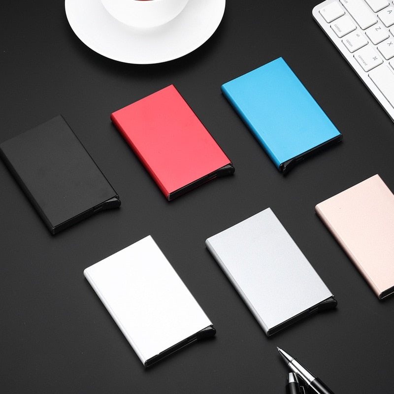Anti-theft ID Credit Card Holder Minimalist Porte Carte Thin Aluminium Metal Wallets Pocket Case Bank Women Men Credit Card Box | TageUnlimited