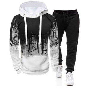 2Pcs Suit Spring Autumn Men Sweatshirt Set Splash Ink Hoodies+Tracksuit Pants Casual Fitness Male Sportswear S-4XL Wholesale | TageUnlimited