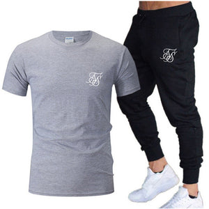 Leisure SikSilk brand MenSet Tracksuit Sportswear Track Suits Male Sweatsuit Short Sleeves T shirt 2 piece set | TageUnlimited