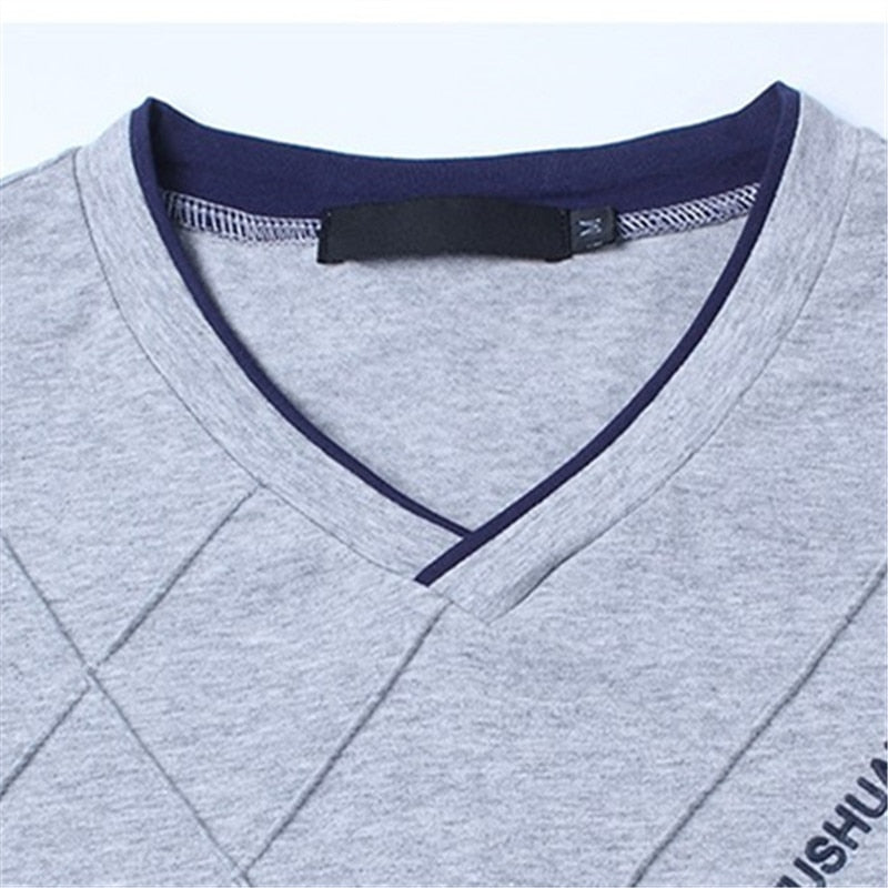 Mens Casual T-shirt Fashion Slim Long Sleeve V Neck Fitness T-shirts Tops Homme Tshirt Boyfriend Gift Harajuku Streetwear | TageUnlimited