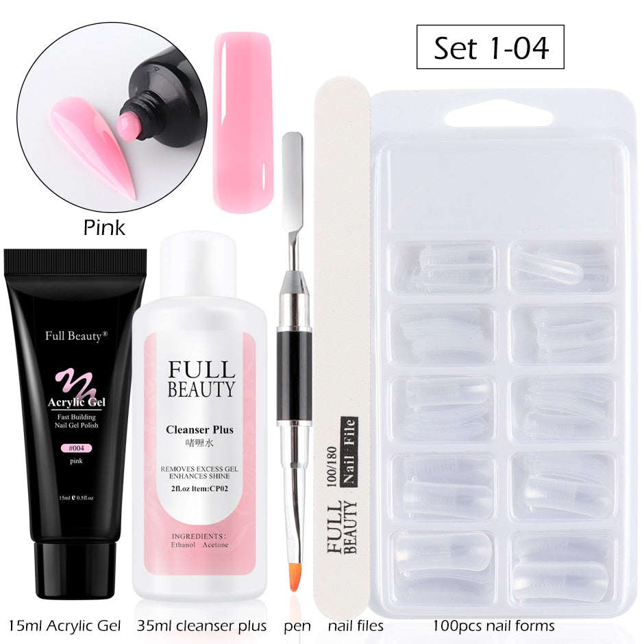 5pcs Quick Builder Nail Kits Finger Poly Extension Nail Gel Manicure Soak Off Crystal Gel Nail Polish No Pain Acrylic Gel GL1791 | TageUnlimited