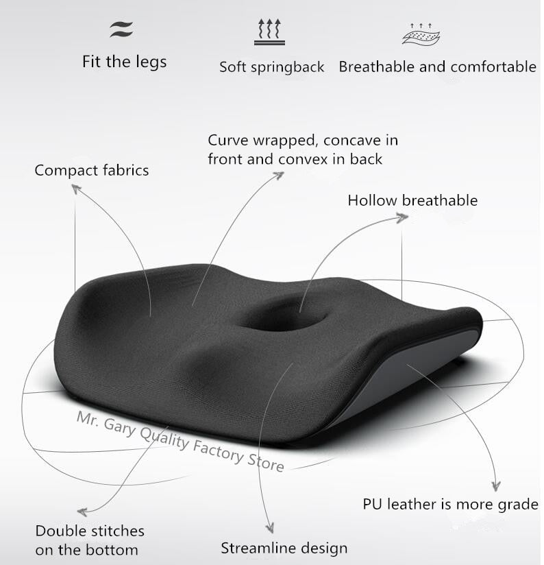 Memory Foam Seat Cushion Orthopedic Pillow Coccyx Office Chair Cushion Support Waist Back Pillow Car Seat Hip Massage Pad Sets | TageUnlimited