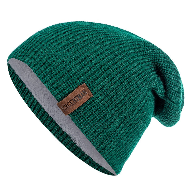 Unisex Letter Beanie Hat Leisure Lined Winter Hats For Men Women Keep Warm Knitted Hat Fashion Solid Ski Bonnet Cap | TageUnlimited