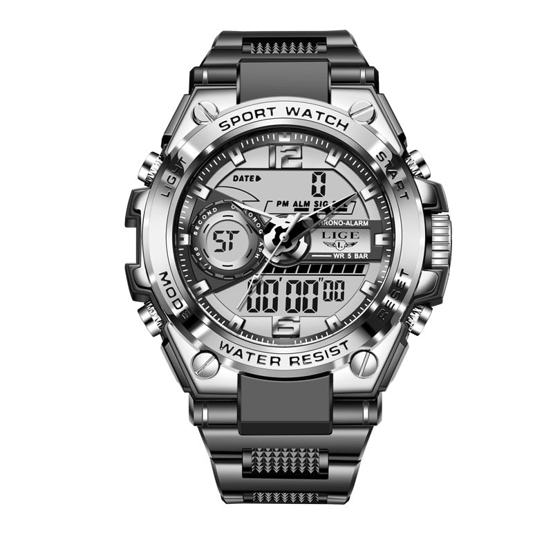 LIGE Digital Men Military Watch 50m Waterproof Wristwatch LED Quartz Clock Sport Watch Male Big Watches Men Relogios Masculino | TageUnlimited