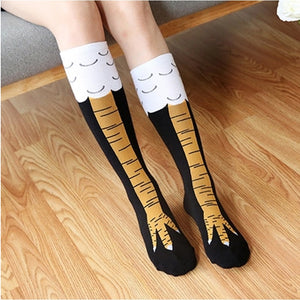 Chicken Paws Feet Socks Women Long Socks Funny Cartoon Cotton Creative Chicken Leg Claw Ladies 3D Print Above Knee High Socks | TageUnlimited