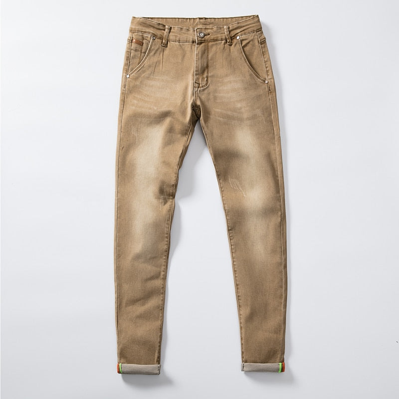 Mens Colored Jeans Stretch Skinny Slim Jeans Men Light Blue Spring Summer Fashion Casual Slim Fit Denim Trousers For Men | TageUnlimited
