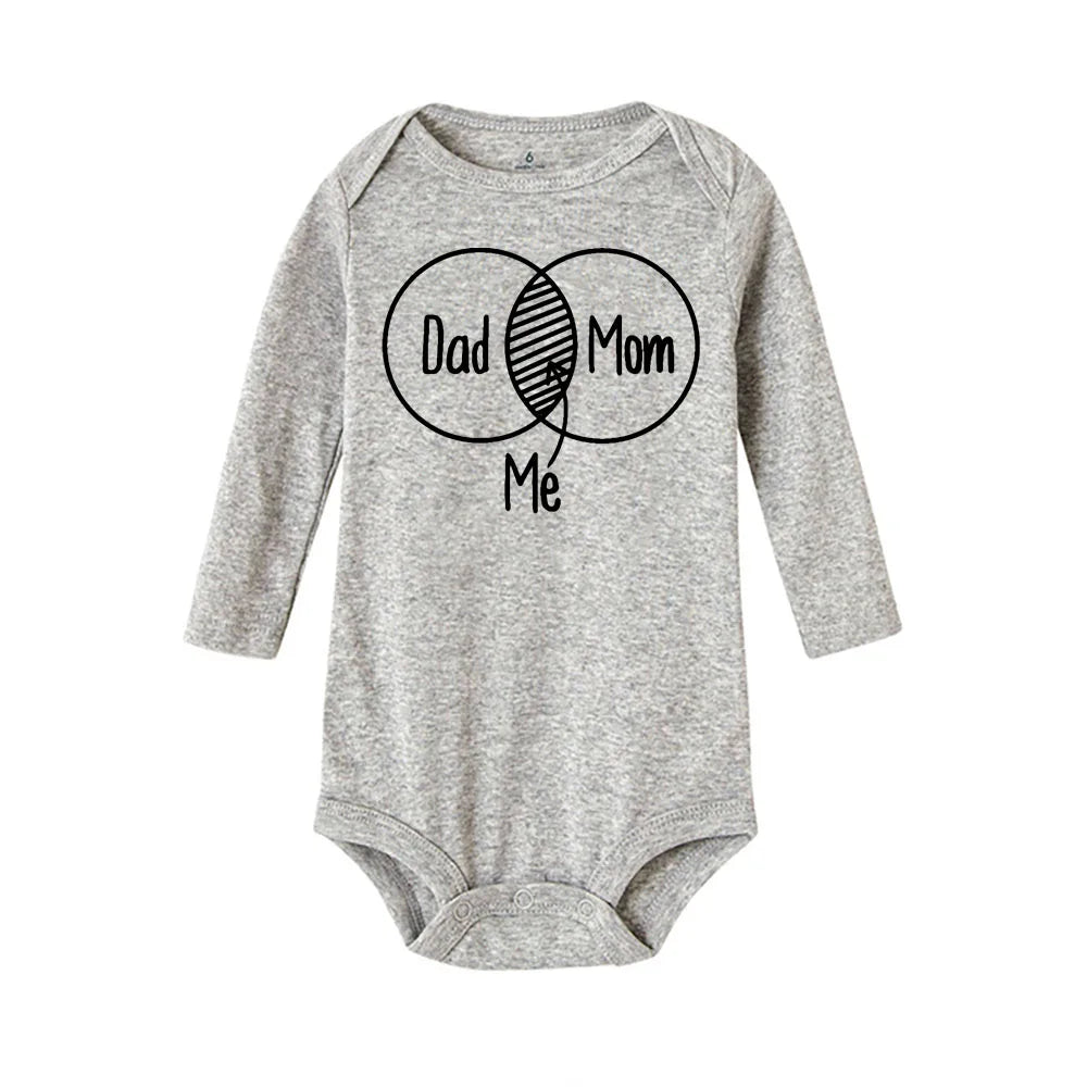 Mom Plus Dad Equal Me Newborn Clothes Infant Bodysuits Toddler Baby Jumpsuits Outfits Funny Humor Child Kid Long Sleeve Clothing