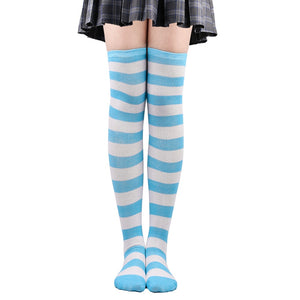 Women Thigh High Over The Knee Socks For Girls Black White Striped Stockings Long Slouch Socken Kawaii Knit Leg Warmers Soks | TageUnlimited