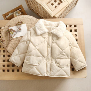 Winter Children Warm Cotton Jackets Rabbit Fur Collar Coats Baby Short Quilted Jacket Kids Clothes Girl Boy Outerwear | TageUnlimited