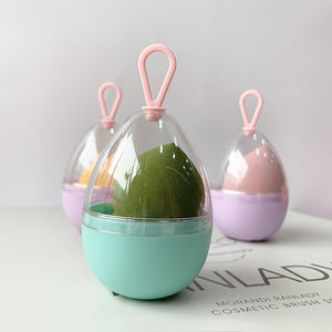 Empty Transparent Puffs Drying Box Storage Case Portable Sponge Stand Cosmetic Egg Shaped Rack Makeup Blender Puff Holder | TageUnlimited