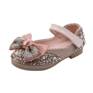 New Children Leather Shoes Rhinestone Bow Princess Girls Party Dance Shoes Baby Student Flats Kids Performance Shoes D785 | TageUnlimited