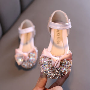 New Children Leather Shoes Rhinestone Bow Princess Girls Party Dance Shoes Baby Student Flats Kids Performance Shoes D785 | TageUnlimited
