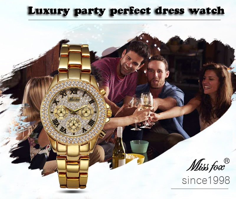 MISSFOX Womens Watch Shockproof Waterproof Luxury Ladies Ar Metal Watch bracelets Rhinestone Bu Cheap Watches Dropshipping | TageUnlimited
