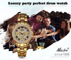 MISSFOX Womens Watch Shockproof Waterproof Luxury Ladies Ar Metal Watch bracelets Rhinestone Bu Cheap Watches Dropshipping | TageUnlimited