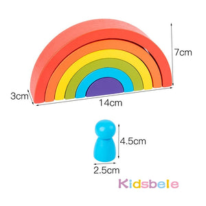 Wood Stacking Rainbow Blocks Toys Kids Montessori Educational 6PCS DIY Creative Toys Building Balance Blocks Math Toddler Toys | TageUnlimited