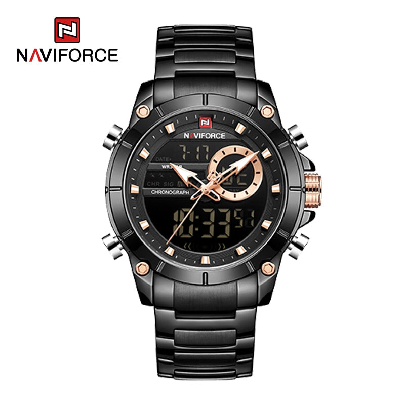 NAVIFORCE Luxury Original Sports Wrist Watch For Men Quartz Steel Waterproof Digital Fashion Watches Male Relogio Masculino 9163 | TageUnlimited