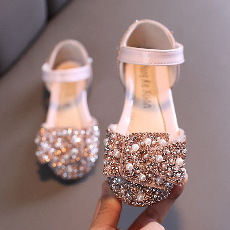 New Childrens Shoes Pearl Rhinestones Shining Kids Princess Shoes Baby Girls Shoes Party And Wedding D487 | TageUnlimited