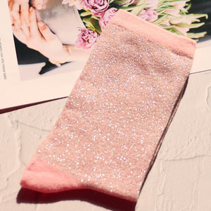 1 pair of gold and silver glitter fashion women's socks summer thin trendy breathable cool socks Korean style personality socks | TageUnlimited