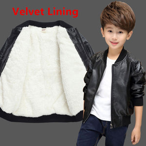 Boys Coats Autumn Winter Fashion Korean Children Plus Velvet Warming Cotton PU Leather Jacket For 1-11Y Kids Hot | TageUnlimited