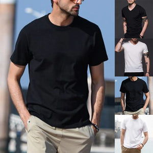 Men Casual Plain Summer Short Sleeve V Neck T-Shirt Gym Fitness Slimming Tee Top Men Shirt Slim Fit Vests Mesh Singlets Muscle