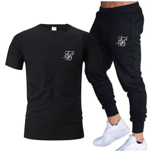 Leisure SikSilk brand MenSet Tracksuit Sportswear Track Suits Male Sweatsuit Short Sleeves T shirt 2 piece set | TageUnlimited