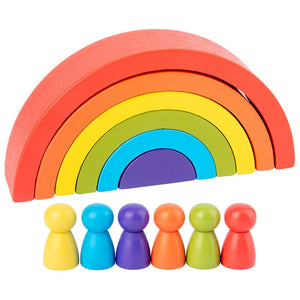 Wood Stacking Rainbow Blocks Toys Kids Montessori Educational 6PCS DIY Creative Toys Building Balance Blocks Math Toddler Toys | TageUnlimited