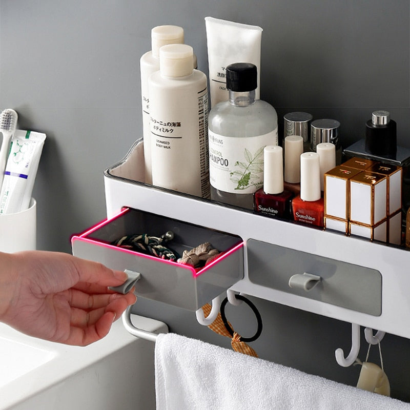 Punch-free Bathroom Organizer Rack Shampoo Cosmetic Storage Rack Bath kitchen Towel Holder Household Items Bathroom Accessories | TageUnlimited
