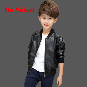Boys Coats Autumn Winter Fashion Korean Children Plus Velvet Warming Cotton PU Leather Jacket For 1-11Y Kids Hot | TageUnlimited
