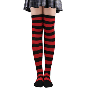 Women Thigh High Over The Knee Socks For Girls Black White Striped Stockings Long Slouch Socken Kawaii Knit Leg Warmers Soks | TageUnlimited