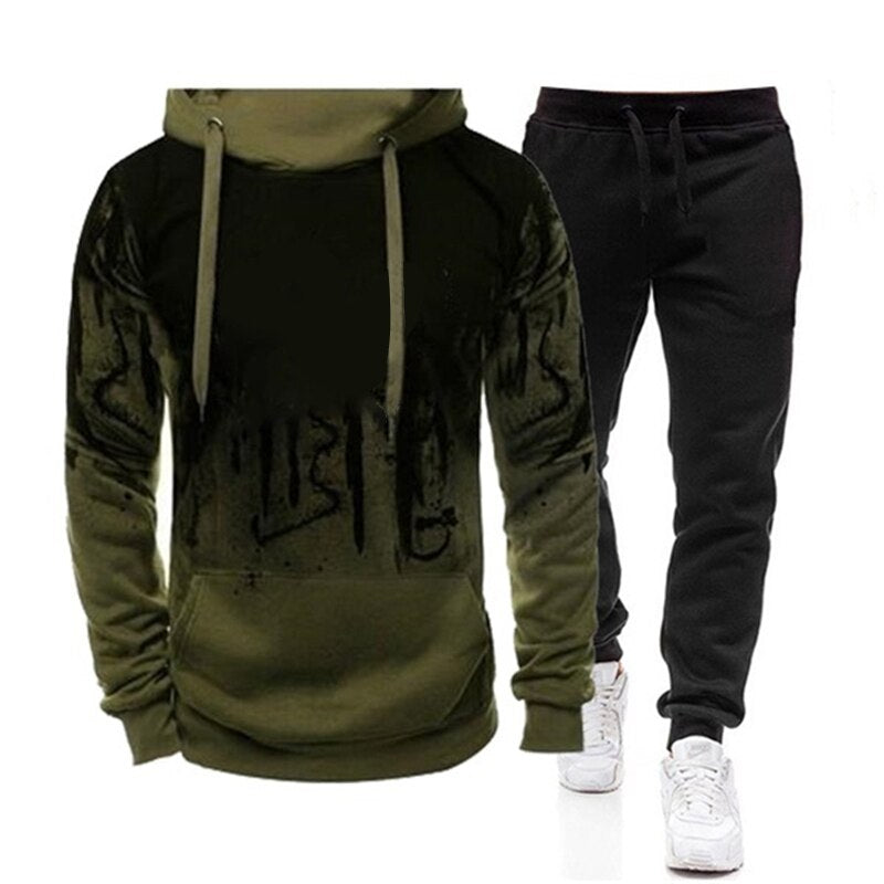 2Pcs Suit Spring Autumn Men Sweatshirt Set Splash Ink Hoodies+Tracksuit Pants Casual Fitness Male Sportswear S-4XL Wholesale | TageUnlimited