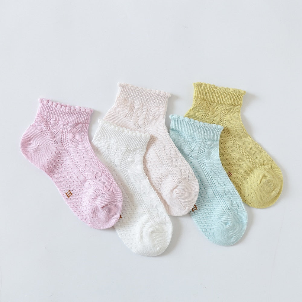 5Pairs/lot Baby Socks Summer Spring Thin Mesh Cotton Kids Socks Lovely Girls Lace Socks Colorful Children Socks | TageUnlimited