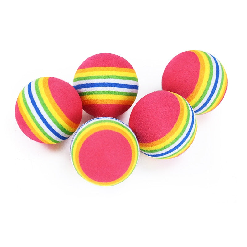 Rainbow EVA Cat Toys Ball Interactive Cat Dog Play Chewing Rattle Scratch EVA Ball Training Balls Pet Toys Supplies | TageUnlimited