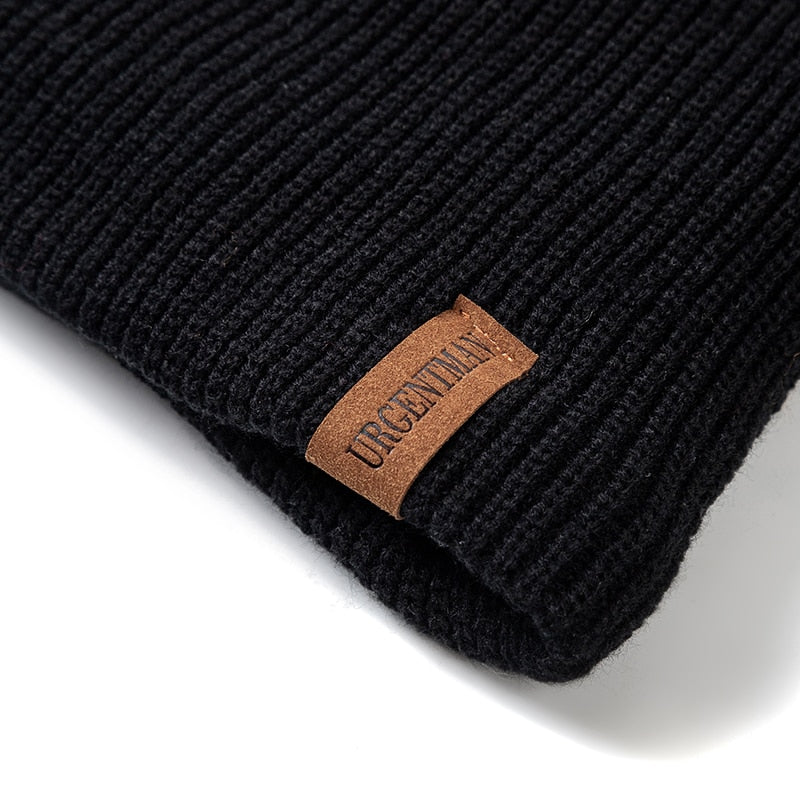 Unisex Letter Beanie Hat Leisure Lined Winter Hats For Men Women Keep Warm Knitted Hat Fashion Solid Ski Bonnet Cap | TageUnlimited