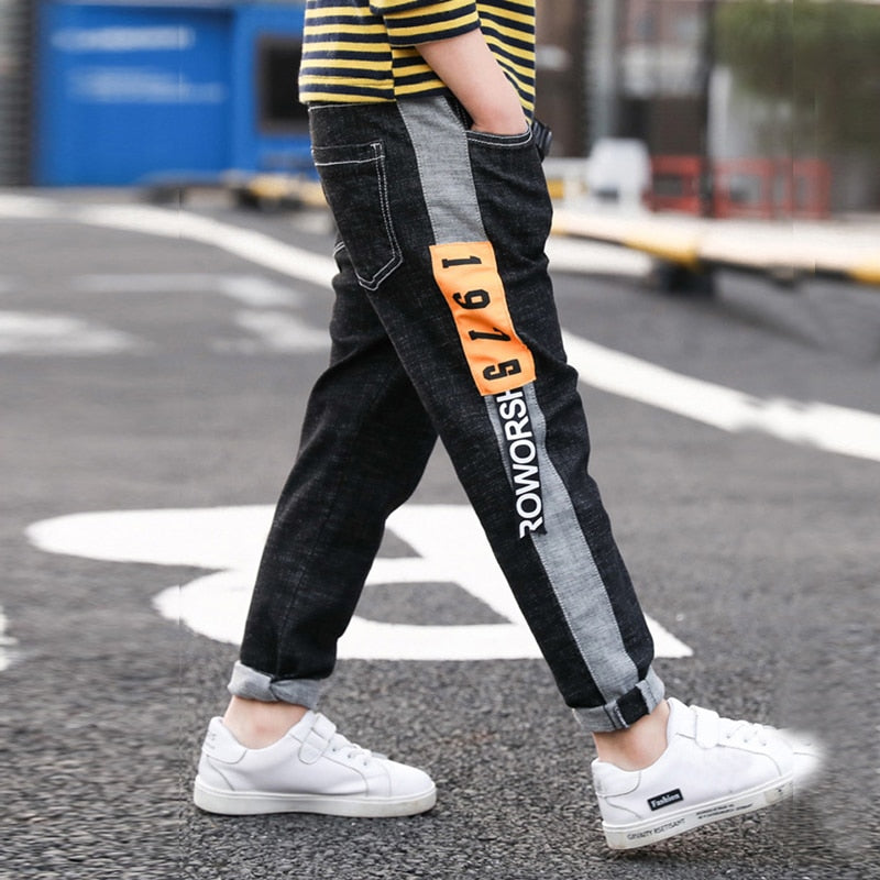 IENENS Boys Jeans Denim Trousers Kids Clothes Children Clothes Spring Young Boy Straight Cowboy Trousers Casual Pants 4-11 Years | TageUnlimited