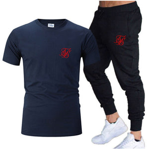 Summer Fashion Leisure SikSilk brand MenSet Tracksuit Sportswear Track Suits Male Sweatsuit Short Sleeves T shirt 2 piece set | TageUnlimited