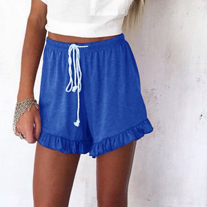 Fashion Ruffle Hem Belted Women Shorts Casual Loose Solid Shorts Cotton Linen Short Pants Women High Waist Summer | TageUnlimited